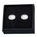 Silver Plated Oval Cuff Links